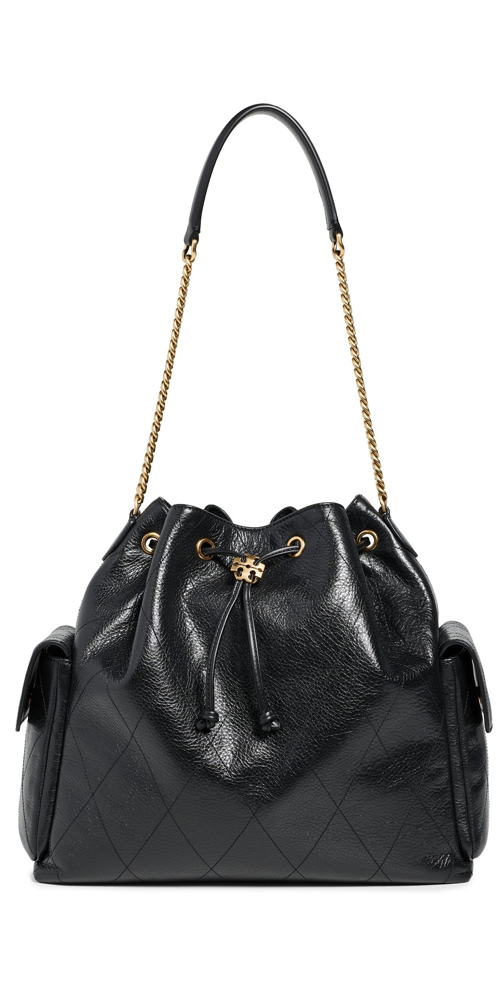Tory Burch Charlie Quilted Large Drawstring Shoulder Bag Black One Size | Shopbop