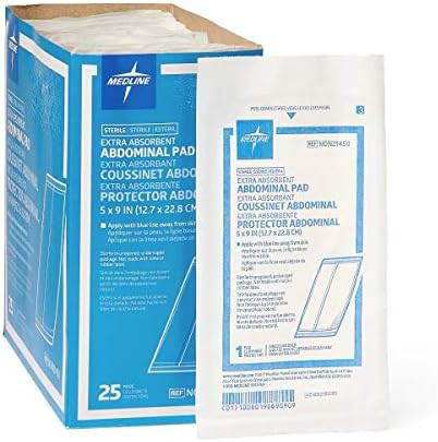 Medline Medline Sterile Abdominal Pad, NON21450H, 5 inch x 9 inch, 2 Packs of 25 Count | Amazon (US)
