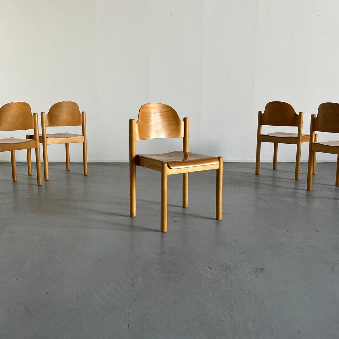 Mid-Century Modern Stackable Beechwood Dining Chairs or Visitor Chairs by Wiesner Hager, 1970s Au... | Etsy (US)