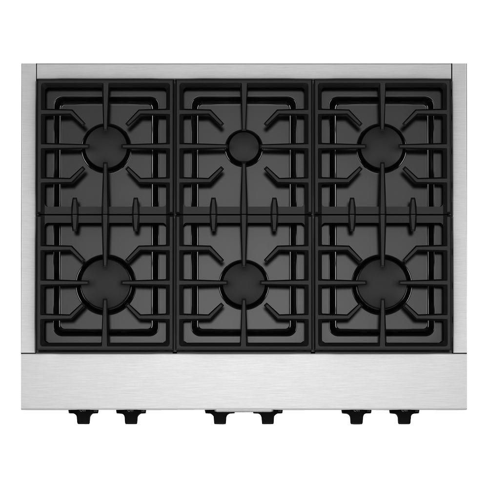 36 in. Gas Cooktop in Stainless Steel with 6 Burners Including Two 20000 BTU Ultra Power Dual-Fla... | The Home Depot