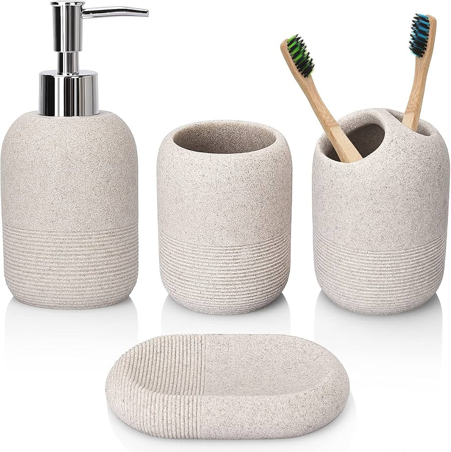 L'ARL GMVOI Bathroom Accessory Set,4 Piece Decor Accessories Sets Complete with Soap Dispenser,To... | Amazon (US)