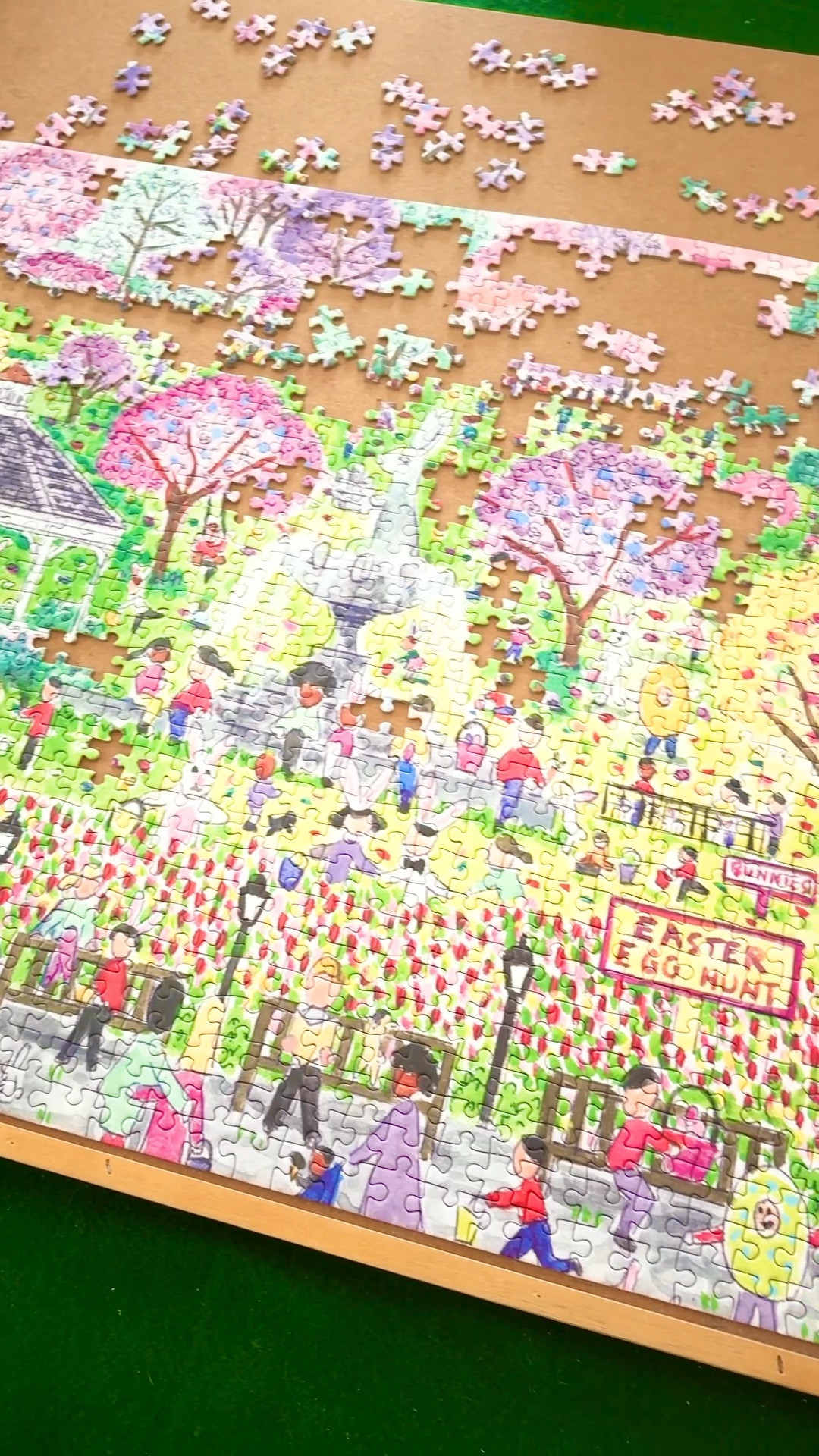 1000 PIECE PUZZLE – Michael Storrings Easter Egg Hunt Puzzle perfectly captures the spirit of Easter festivities with lawns full of happy children. This puzzle is just the right level of challenge for the whole family to join in on for hours of puzzling fun! The box includes an insert with the full puzzle image for reference.
BRIGHT AND BOLD ARTWORK – This puzzle features a charming scene in a whimsical park full of sherbet colored trees, an Easter bunny water fountain, puppies, and bunnies galore. Puzzle lovers will appreciate all the springtime details as they put together the image of the city with all its happy children, colorful eggs, and a gazebo on a sunny lawn.
PERFECT FOR GIFTING – Whether you're looking for a fun activity for a rainy day or a unique gift for an Easter gift basket, this puzzle is sure to impress! With its intricate details and challenging design, this puzzle is perfect for anyone who loves Easter or puzzles. The puzzle's high quality painted image of a Easter egg hunt in the springtime makes it a beautiful and eye-catching addition to any home or office.
EASY HANDLING – The 1000 ribbon cut puzzle pieces are thick and sturdy. The completed puzzle measures 20” x 20”. Puzzle greyboard contains 90% recycled paper. Packaging contains 70% recycled paper and is made responsibly from FSC-certified material. Printed with nontoxic inks.

#LTKSeasonal #LTKfamily #LTKkids