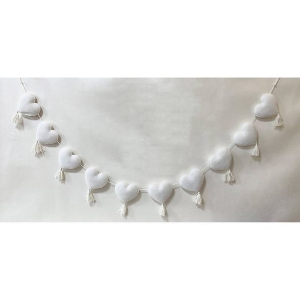 Garland Valentine&#39;s Day Hearts with Tassels White - Spritz&#8482; | Target
