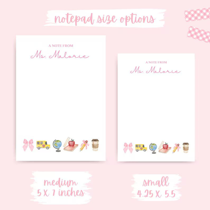 Custom Teacher Notepad + Personalized Teacher Notepad + Coquette Teacher Notepad + Preppy Teacher... | Etsy (US)