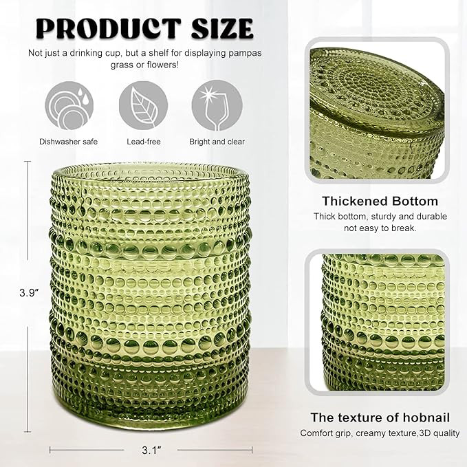 UPZAI 12oz Vintage Drinking Glasses Set of 4, Kitchen Glassware Old Fashioned Glass Cups, Aesthet... | Amazon (US)