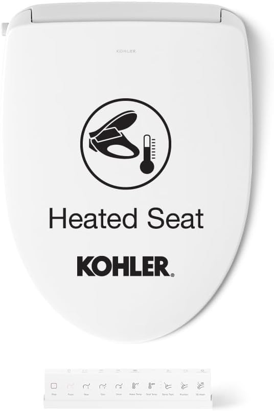 Kohler PureWash E815 Elongated Bidet Toilet Seat, Warm Water, White with Remote Control, Self Cle... | Amazon (US)