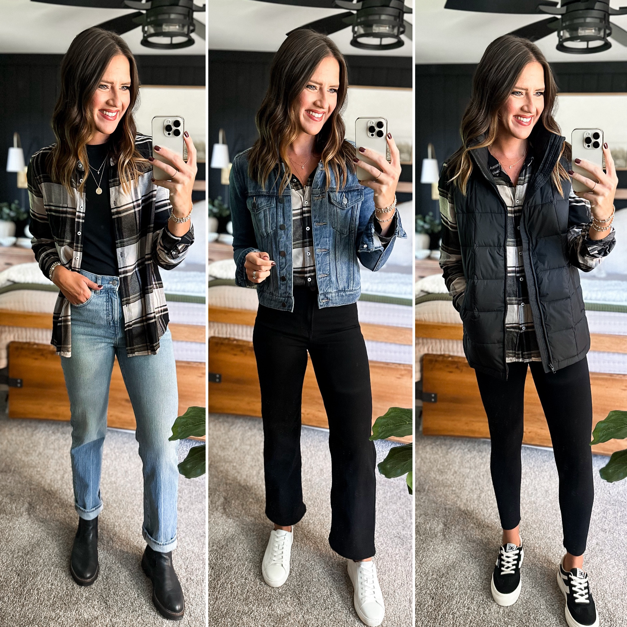 Fall Capsule Wardrobe - Plaid Shirt

Plaid shirt - medium 
Light wash jeans - size down, I’m in a size 25 regular 
Black long sleeve -small
Black jeans - size 26 
Linking similar denim jacket 
Puffer vest - size down, I’m in a xs 
Linking similar leggings. Same brand as mine but mine are a few years old. 


#LTKFindsUnder50 #LTKStyleTip #LTKFindsUnder100