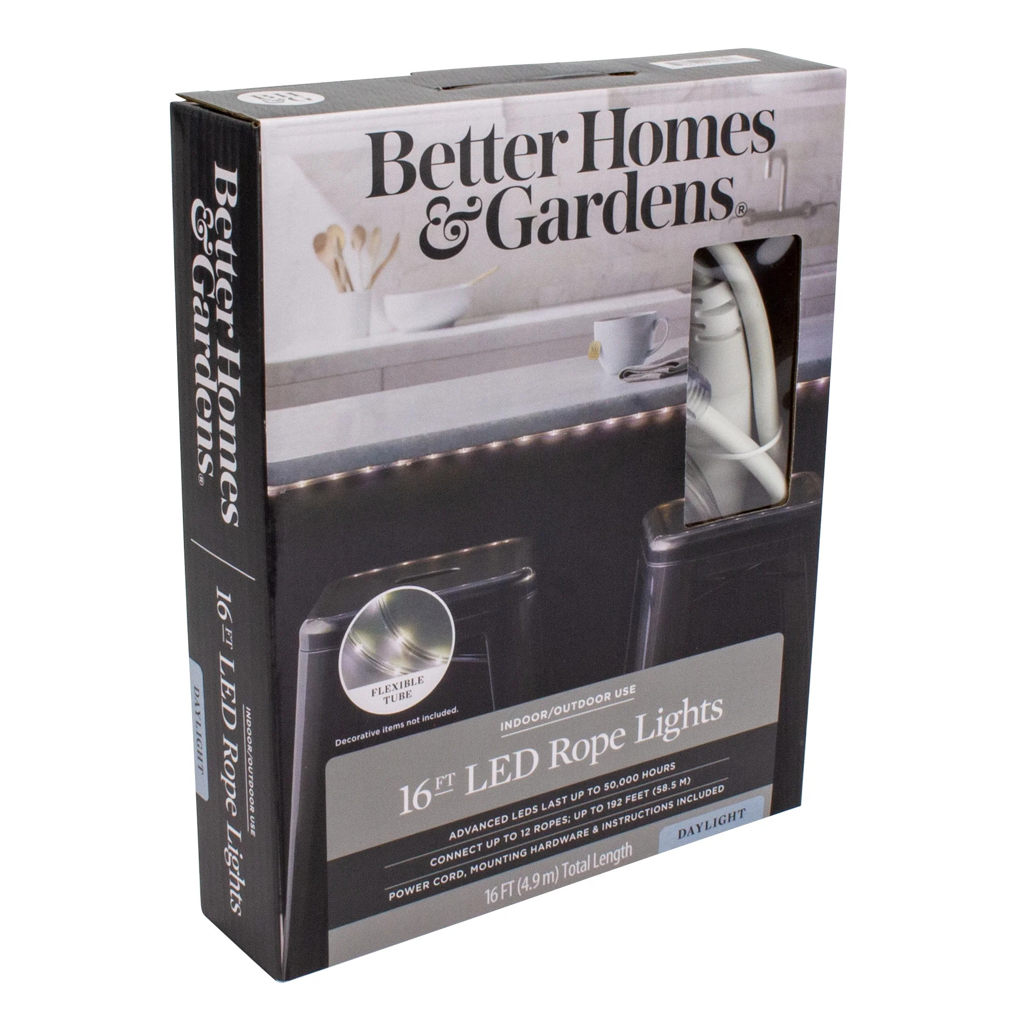 Better Homes & Gardens 16' 7.2 Watt Plug-in Daylight LED Rope Light (1 Pack) | Walmart (US)