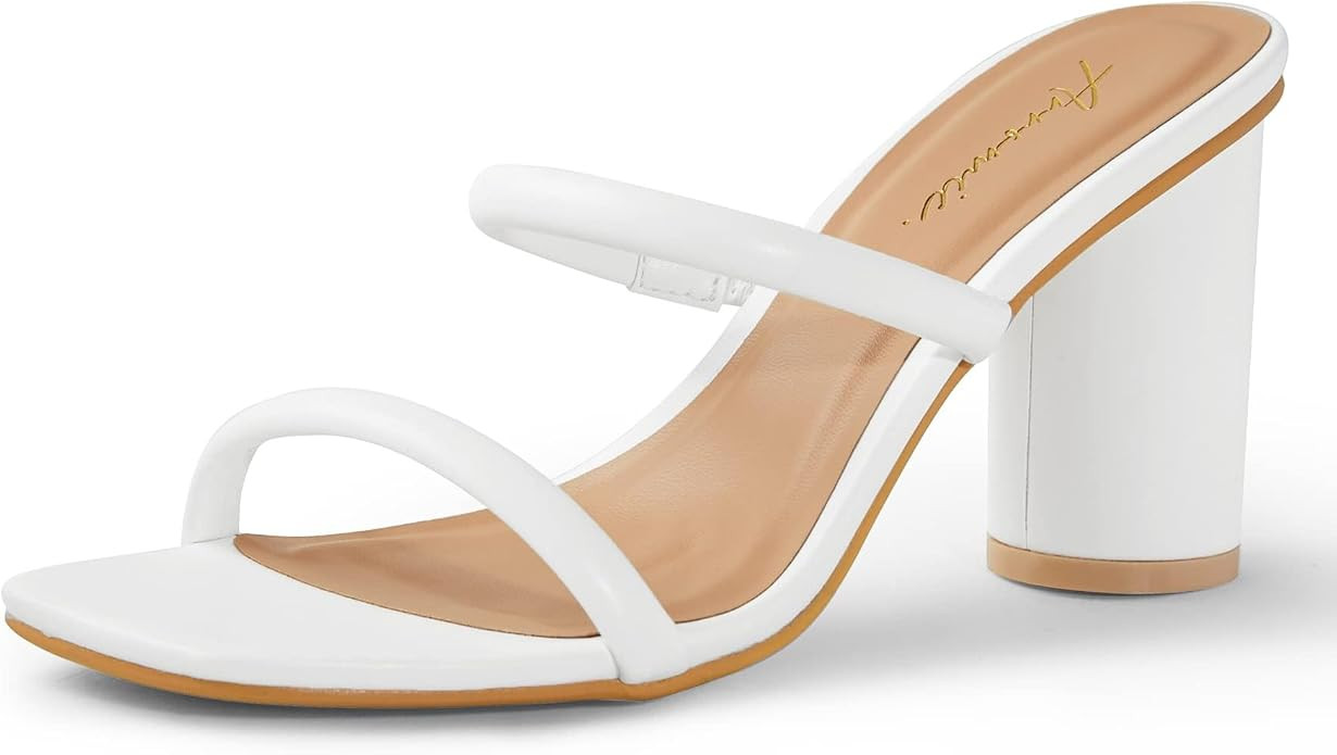 Arromic Women's Heeled Sandals Square Toe Two Strap Block Heels for Women Comfortable Strappy Hee... | Amazon (US)