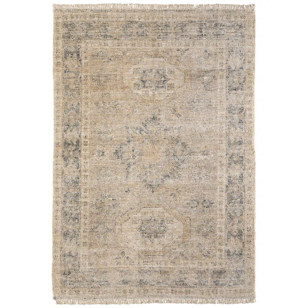 Alberdine Transitional Medallion Handmade Sand Rug | Wayfair North America