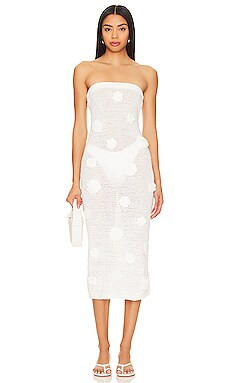 Lovers and Friends Everla Rosette Midi Dress in Ivory from Revolve.com | Revolve Clothing (Global)
