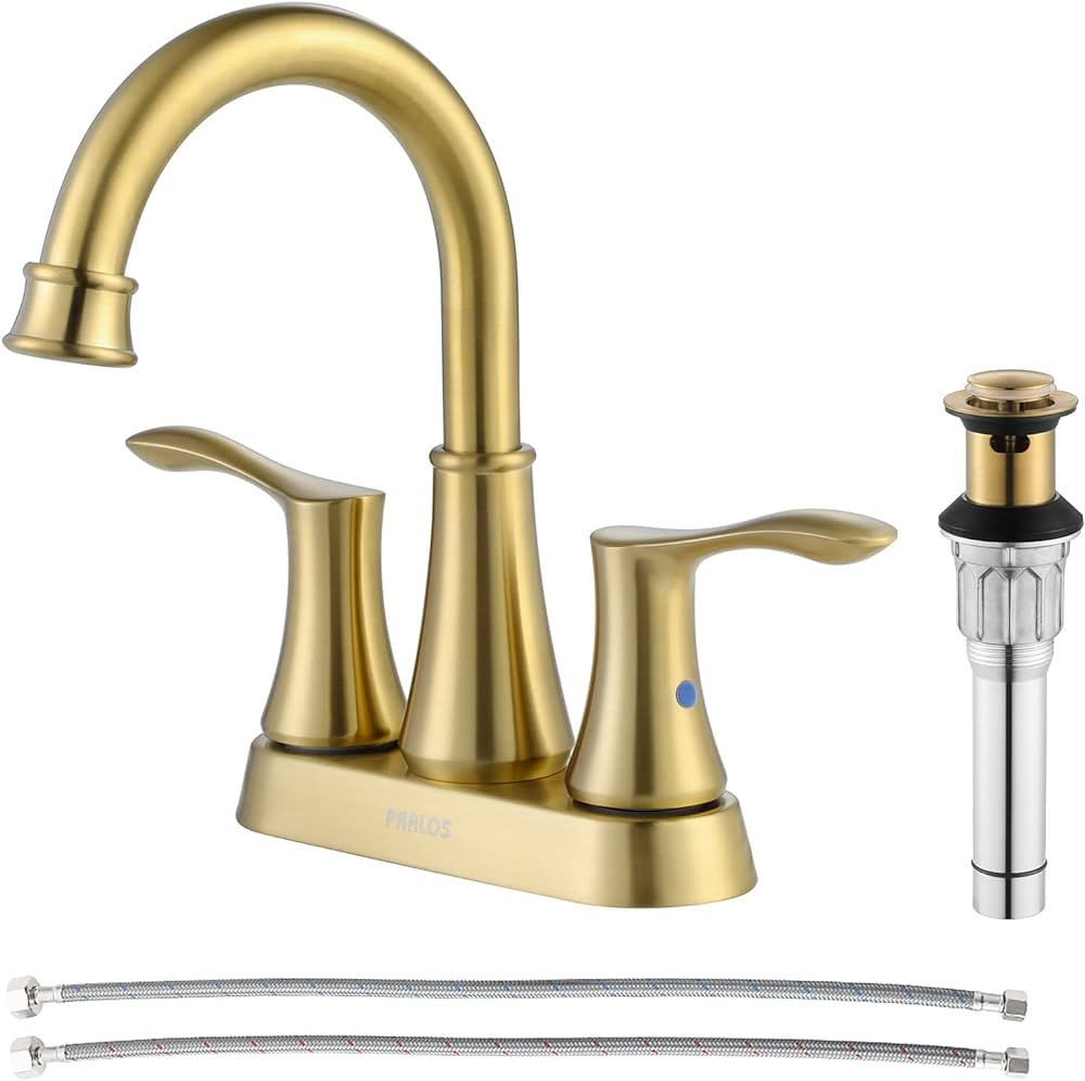PARLOS Swivel Spout 2-Handle Bathroom Faucet Brushed Gold with Pop-up Drain & Supply Lines, Demet... | Amazon (US)