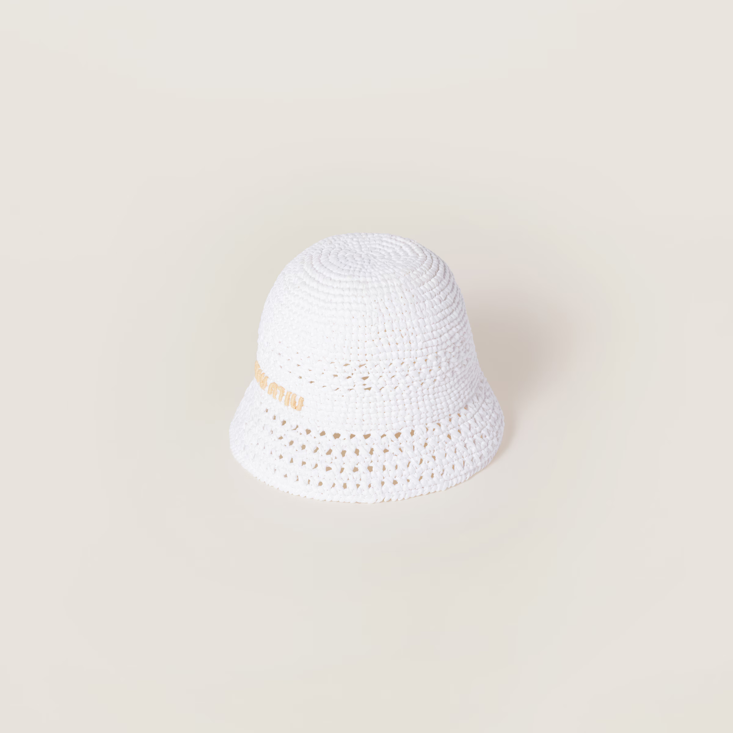 White/beige Woven Fabric Hat | Miu Miu | Miu Miu UK