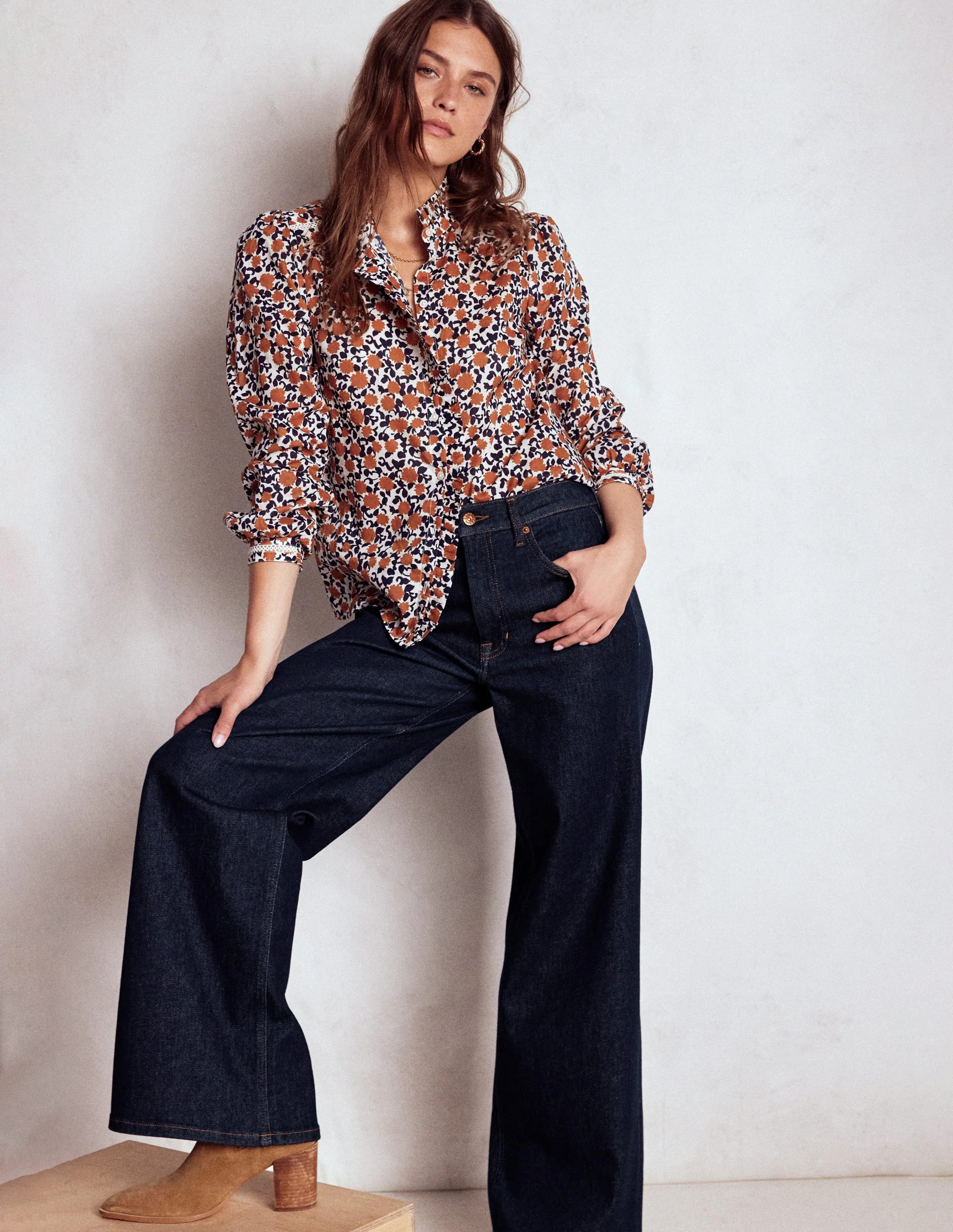 High Rise Wide Leg Jeans-Indigo Rinse | Boden (US)