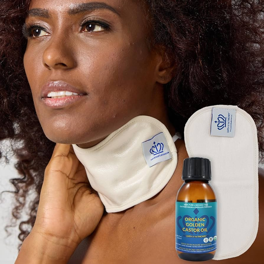 QUEEN OF THE THRONES Castor Oil Pack for Thyroid Less Mess, Reusable, Comfort Fit - Organic Cotto... | Amazon (US)