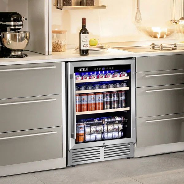 24'' 150 Can Freestanding/Built-in Reversible Door Hinge Beverage Refrigerator | Wayfair North America