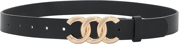 Earnda 2 Pack Women Belts for Jeans Dresses Fashion Gold Buckle Ladies Waist Belt Faux Leather Si... | Amazon (US)
