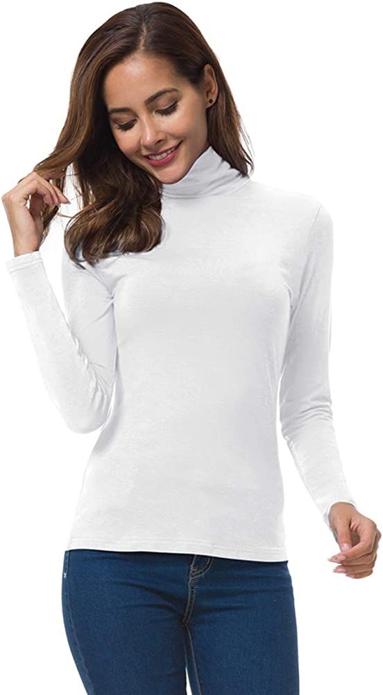 Womens Long Sleeve Turtleneck Lightweight Slim Active Shirt | Amazon (US)