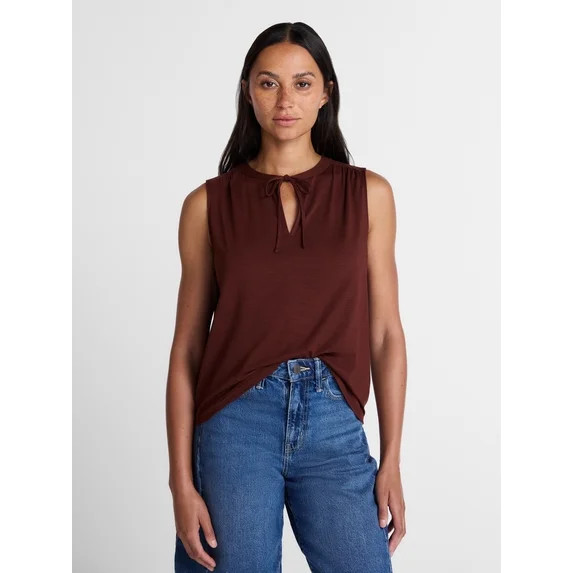 Time and Tru Women’s Tie Front Sleeveless Top, Sizes XS-XXXL | Walmart (US)