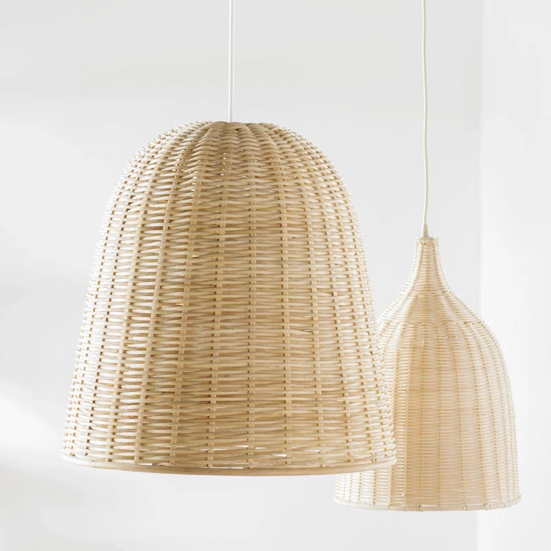 Kira 1-Light Wicker Bell Pendant Lamp | Wayfair North America