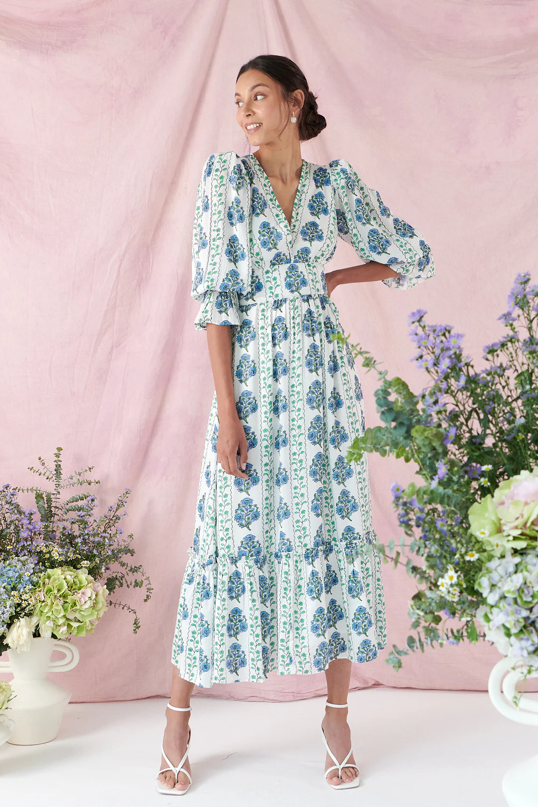 Sophia Dress in Floral Marine | Neve and Noor