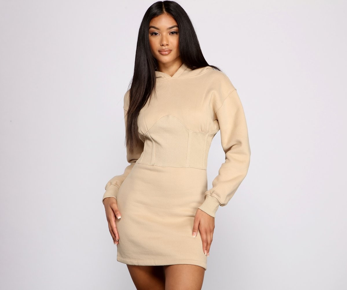 Keeping Knit Casual Hoodie Mini Dress | Windsor Stores