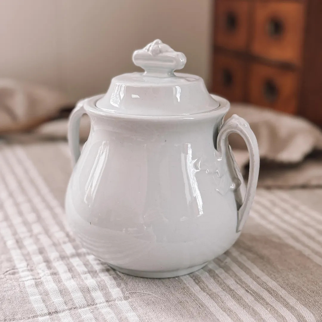 Antique English Ironstone Lidded Sugar Jar | Thomas Hughes England c. 1855–1894 | Etsy (US)