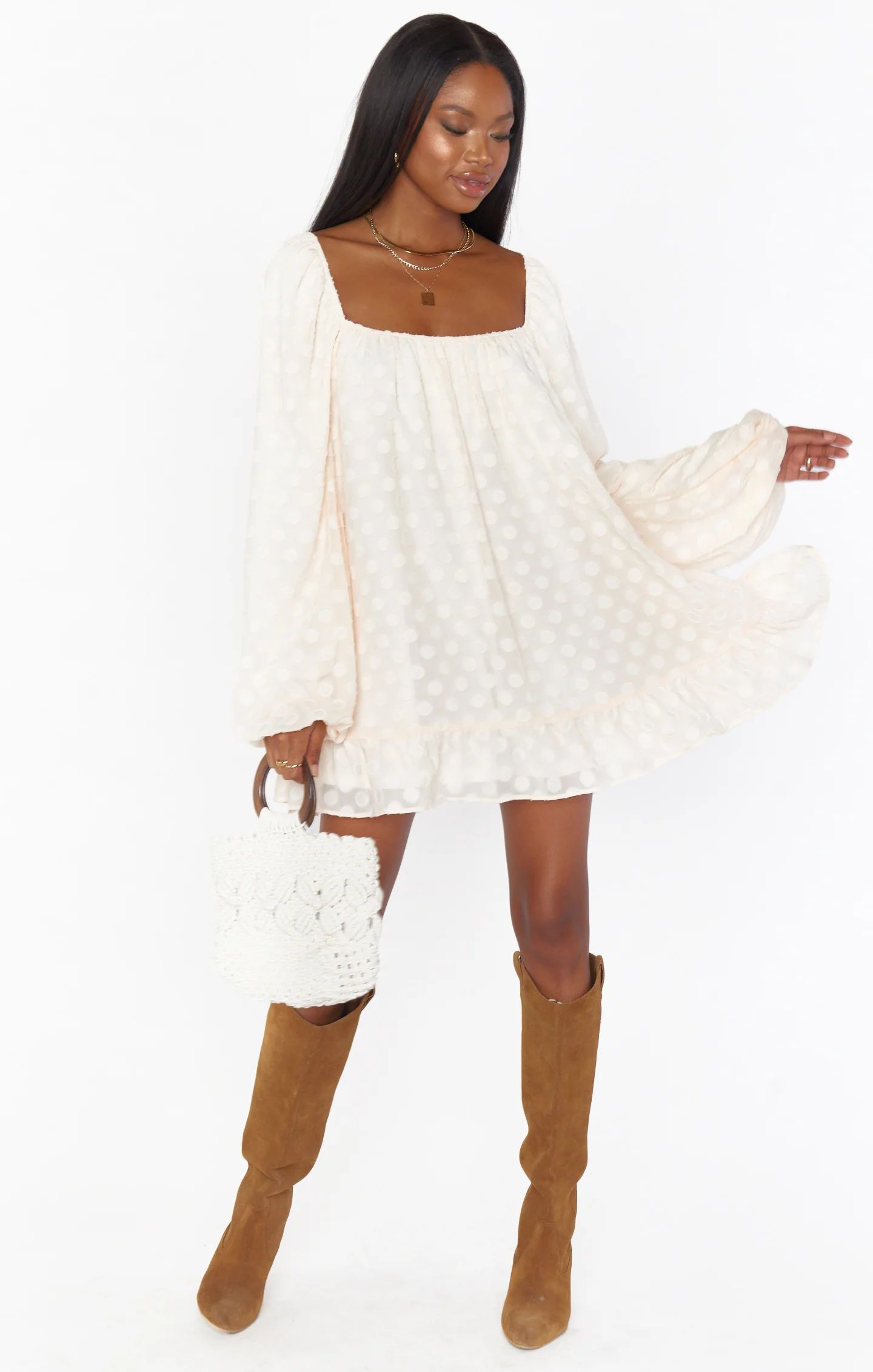 Briar Mini Dress ~ White Dot | Show Me Your Mumu