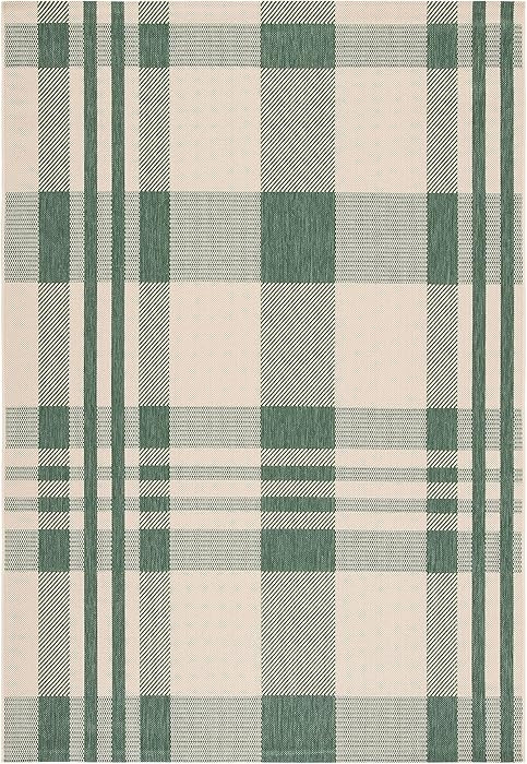 SAFAVIEH Courtyard Collection 2' x 3'7" Green/Beige CY6201 Modern Farmhouse Plaid Indoor/ Outside... | Amazon (US)