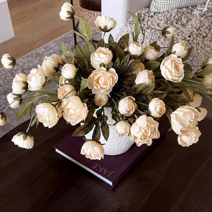 8 Pcs Faux Peony Stems Flowers Bulk Vintage Artificial Silk Peonies Stems Real Look Fake Peonies ... | Amazon (US)