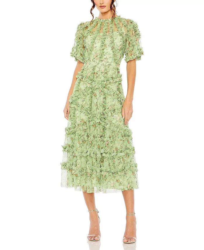 Women's Floral Flutter Sleeve Mesh Print Dress | Bloomingdale's (US)