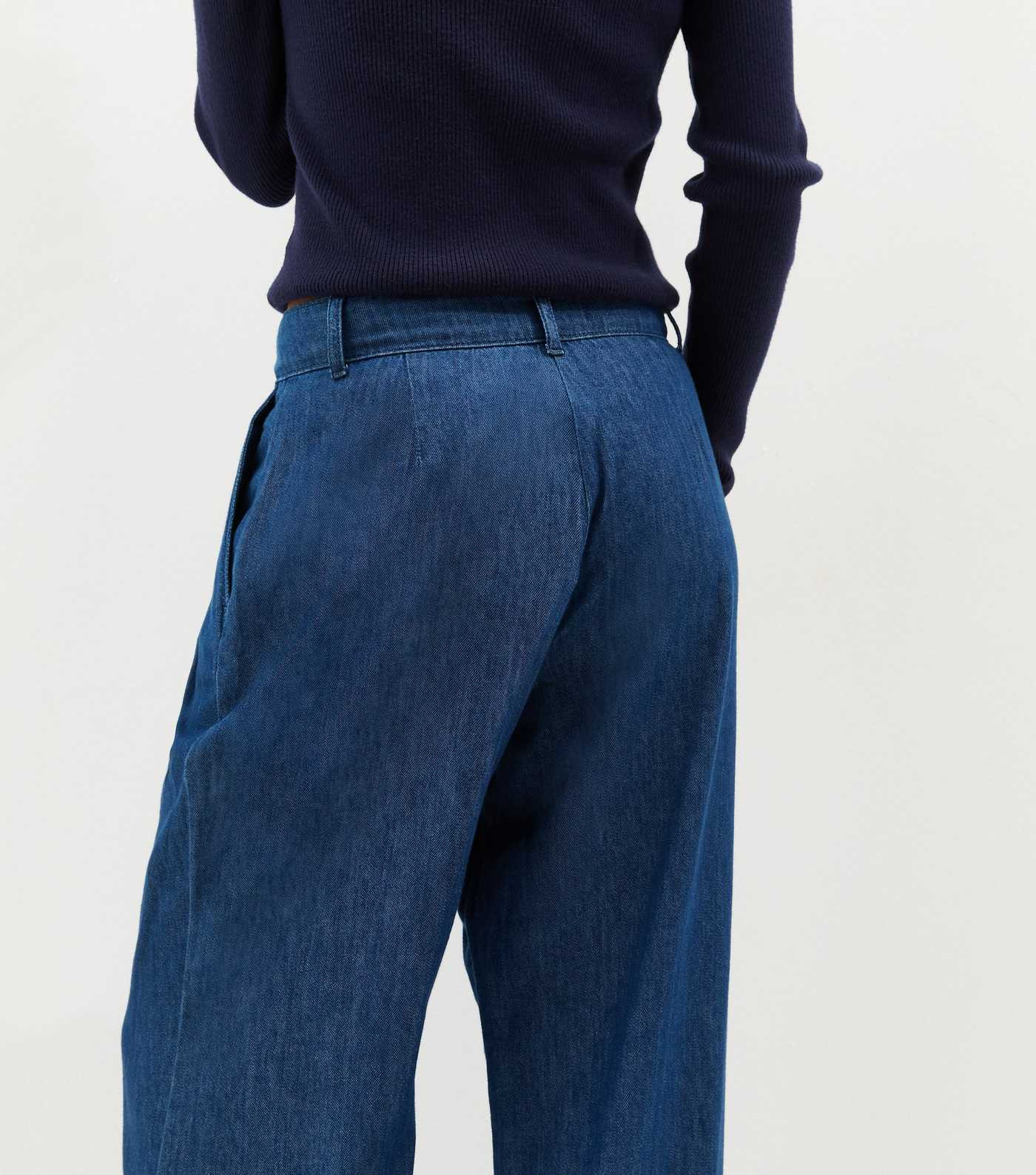 Blue Pleated Wide Leg Denim Trousers | New Look | New Look (UK)
