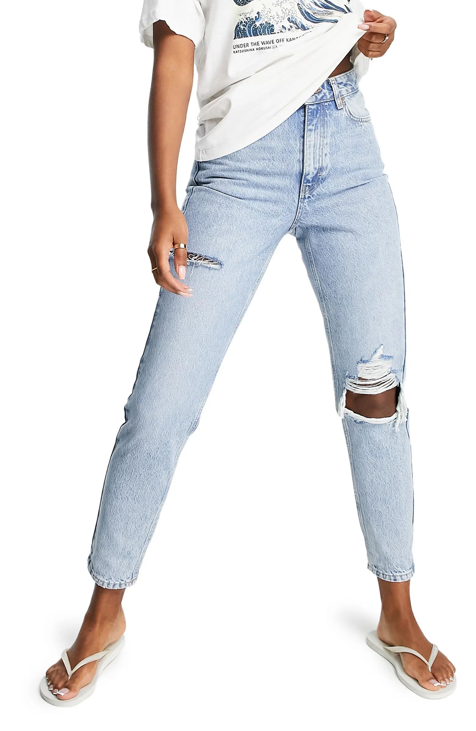Topshop Ripped High Waist Mom Jeans | Nordstrom | Nordstrom