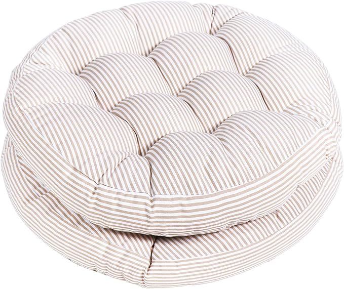 Titta Stripe Garden Patio Seat Cushion Round Chair Pad Home Floor Cushion 22 Inch Window Pad Set ... | Amazon (US)