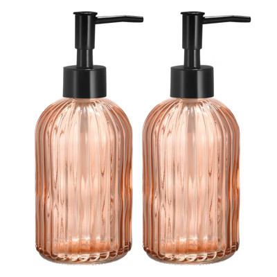 Unique Bargains Large Capacity Glass Soap Dispenser With Durable Black Pump 2 Pcs Orange | Target
