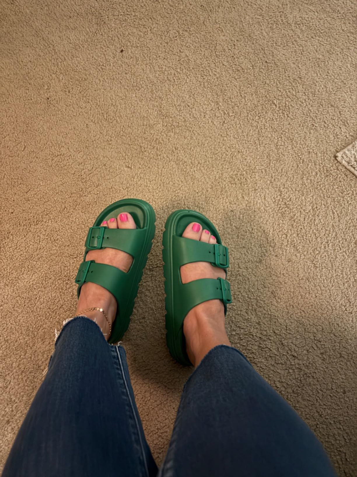 FUNKYMONKEY Women's Comfort Slides Double Buckle Adjustable EVA Flat Sandals | Amazon (US)