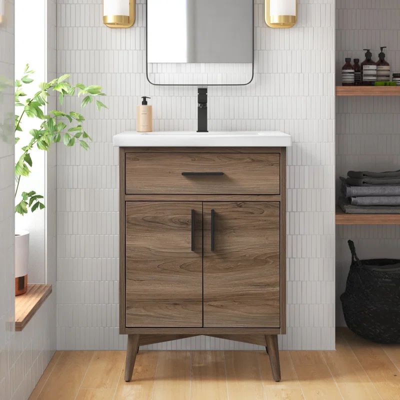 Binford 24.4'' Free-standing Single Bathroom Vanity with Ceramic Vanity Top | Wayfair Professional