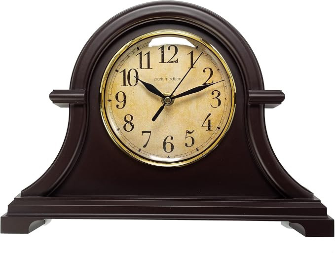 Vintage Table Clock Series Mantel Clock,12.5 Inch, Silent Analog Quartz Movement, Mahogany Color ... | Amazon (US)
