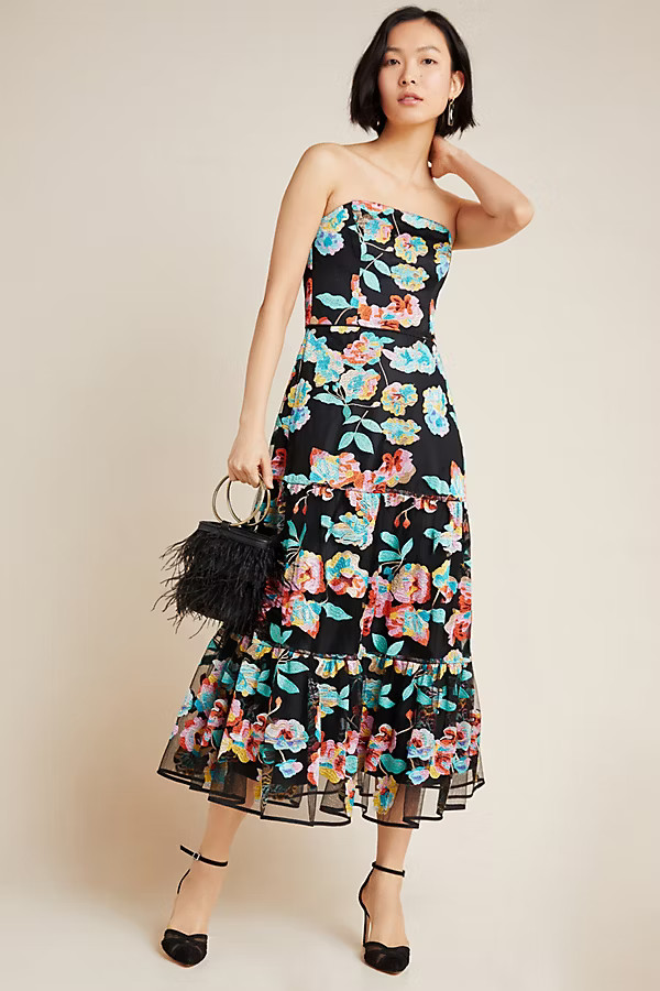 Shoshanna Embroidered Midi Dress | Anthropologie (US)