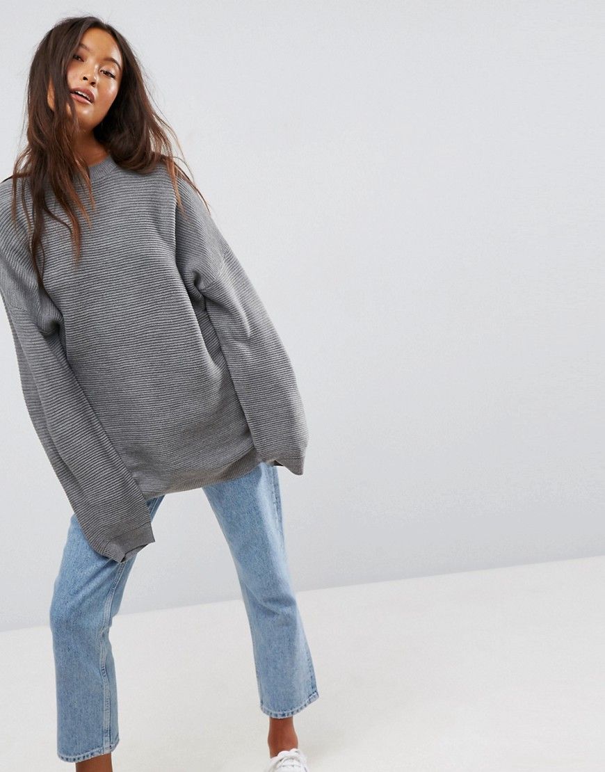 ASOS Sweater in Oversized Ripple - Gray | ASOS US