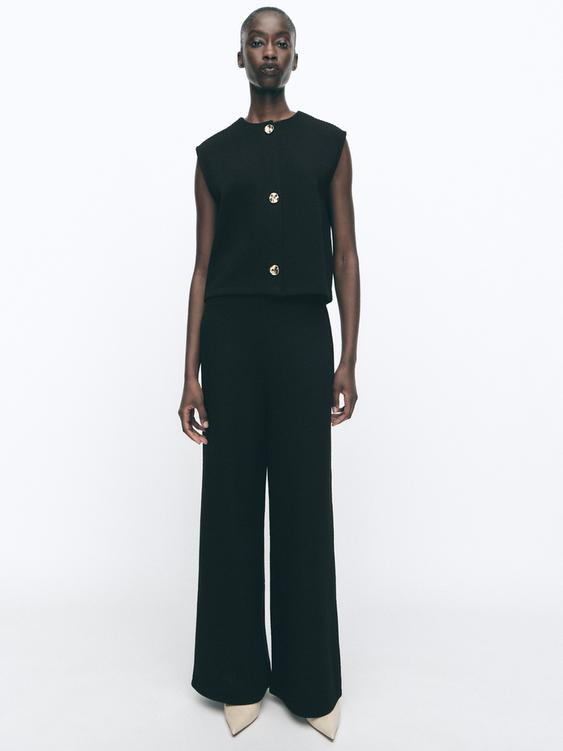 WIDE LEG TROUSERS WITH A TEXTURED WEAVE | Zara UK