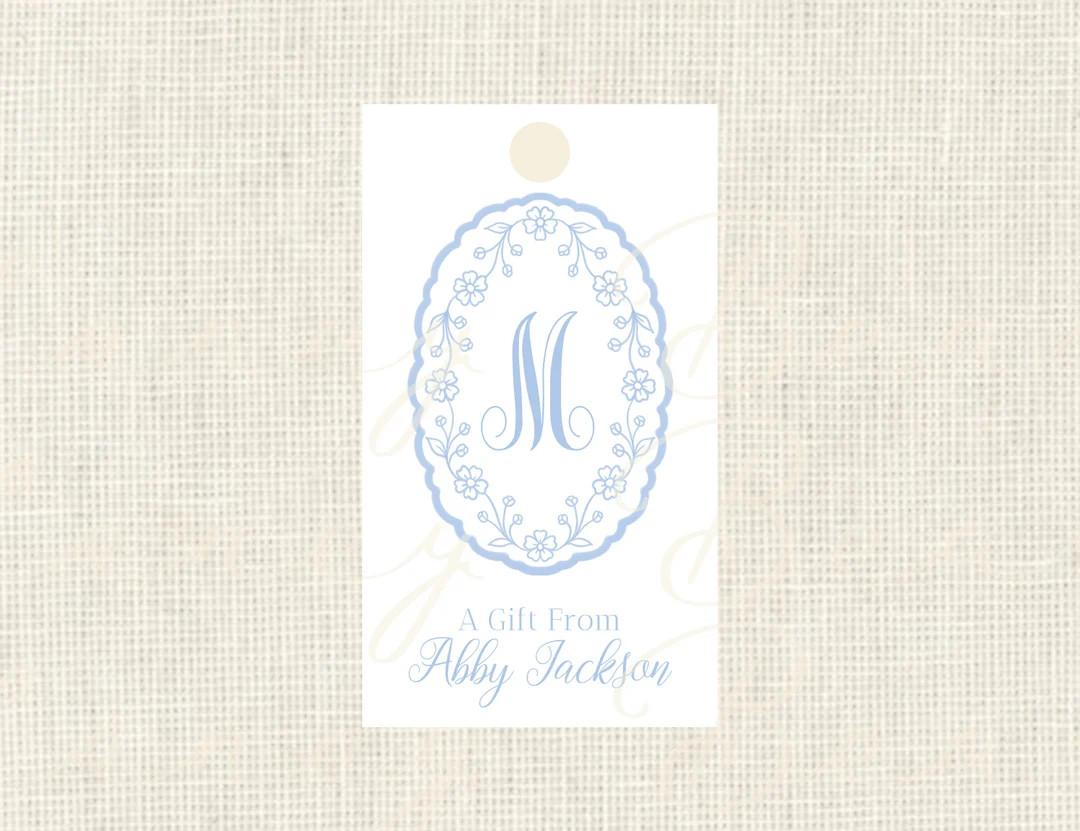 Watercolor Floral Crest Gift Tags - Etsy | Etsy (US)