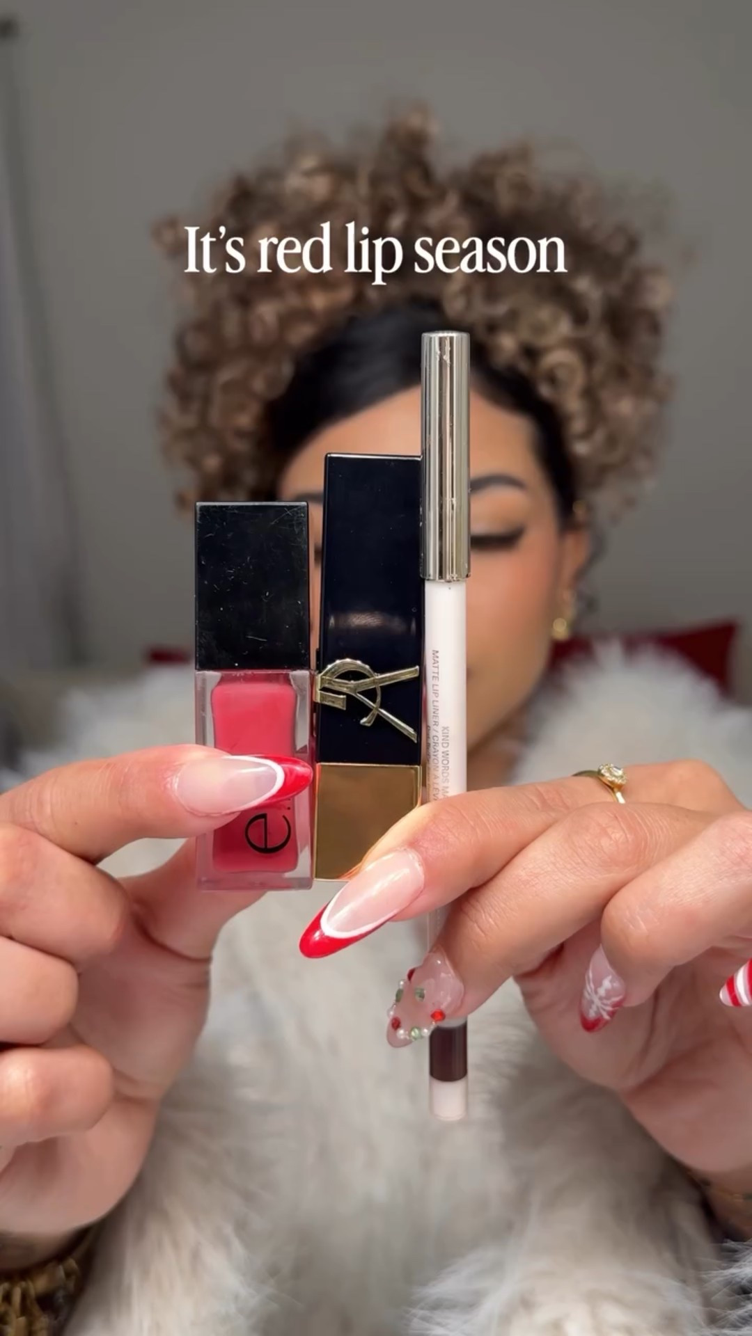 Easy red lip combo 💋♥️ if you’re like me & don’t like a straight up red lip! All you need is a dark brown liner, a red lipstick & a red gloss.

@rarebeauty liner in strong
@yslbeauty lipstick in 02
@elfcosmetics lip oil

#lipcombo #lipcombos #redlip #curlyhairstyle #curlyhair