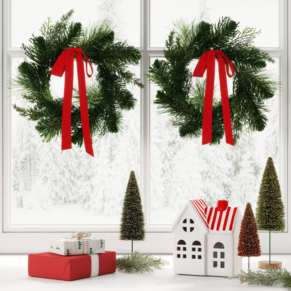 2pk Christmas Mini Wreath Red Bow - Wondershop™ | Target