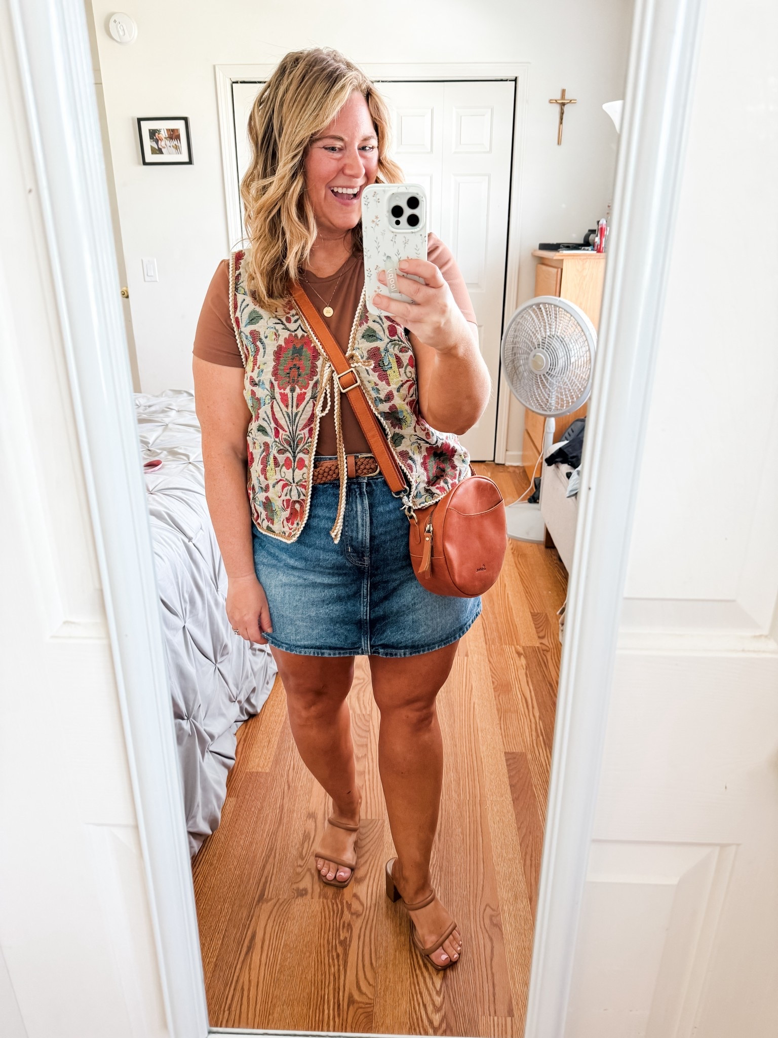 My denim skirt is older, shirt is an XL and my vest is an XL 

#LTKFindsUnder50 #LTKSeasonal #LTKMidsize