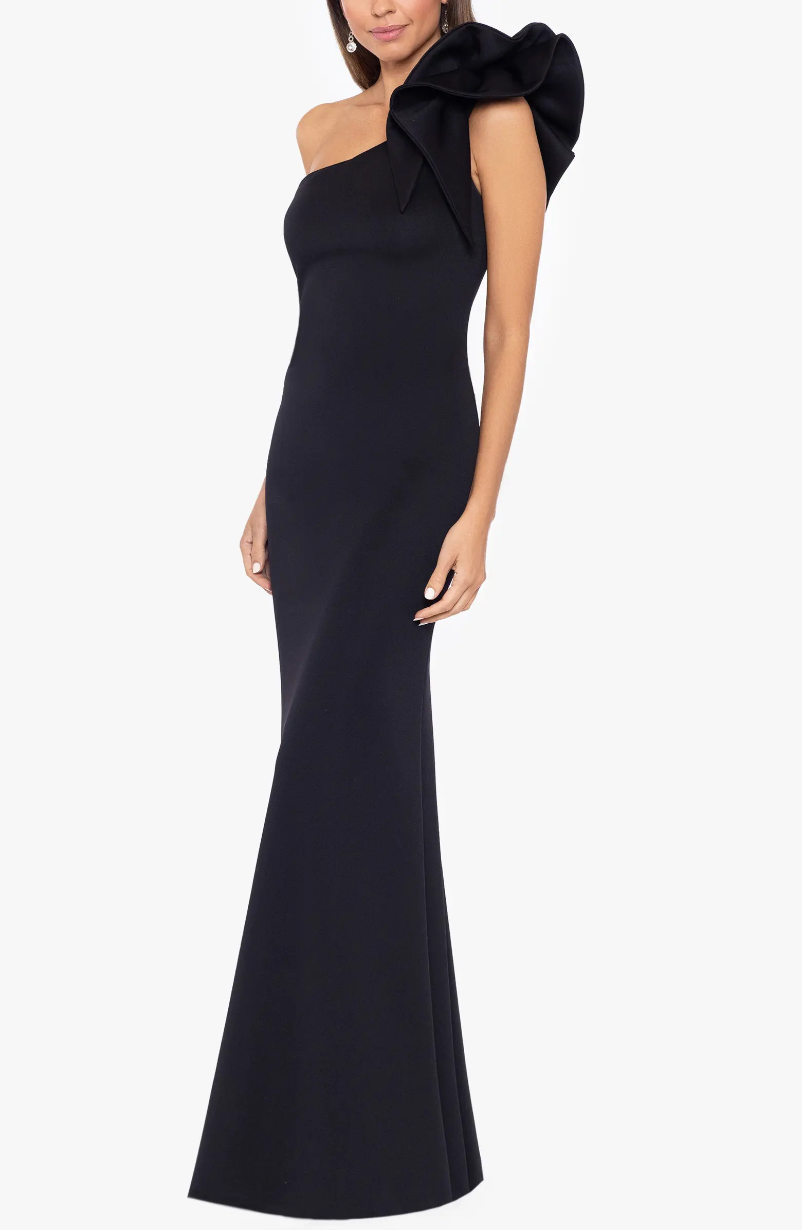 Betsy & Adam Ruffle One-Shoulder Trumpet Gown | Nordstrom | Nordstrom