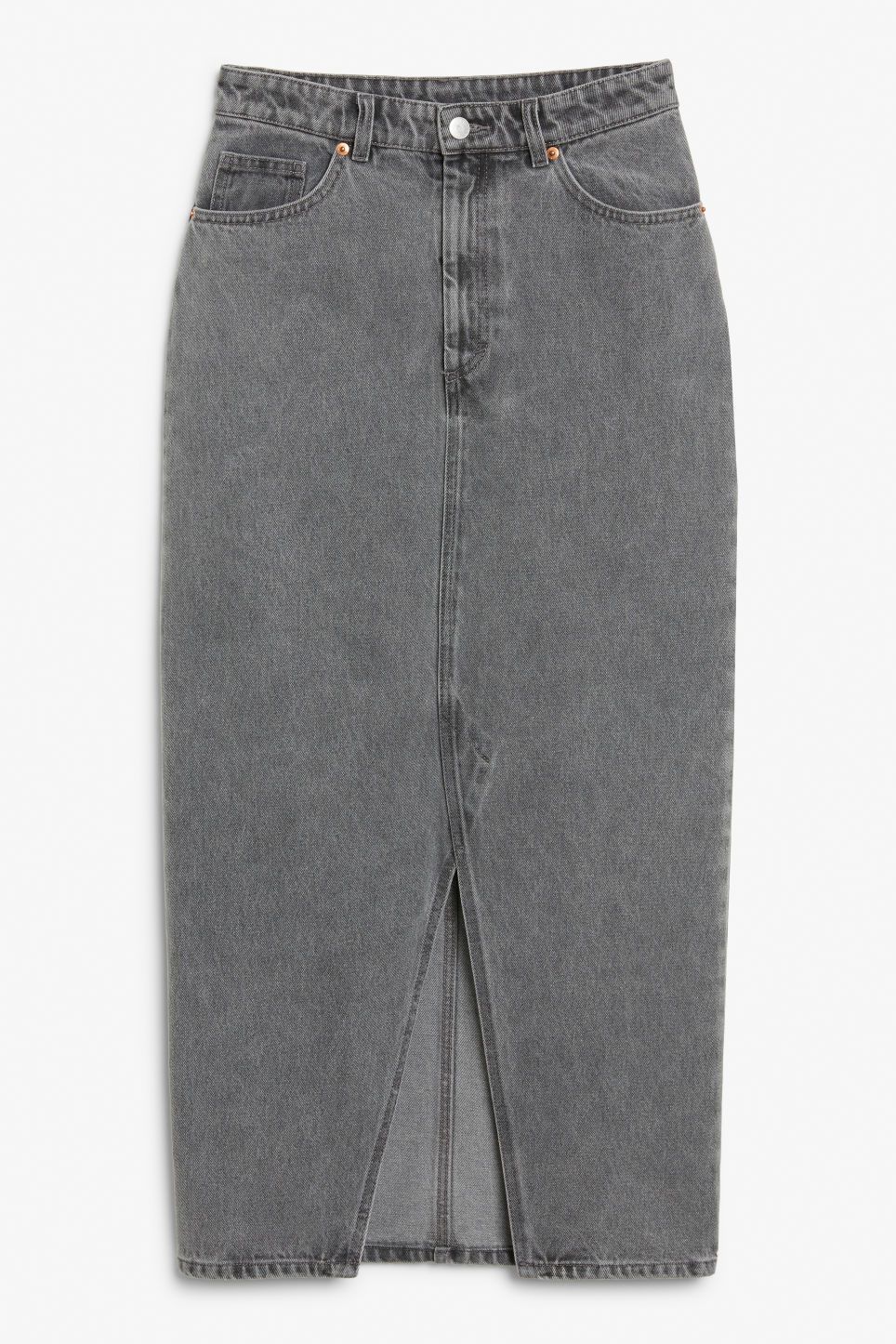 Grey midi denim skirt | Monki