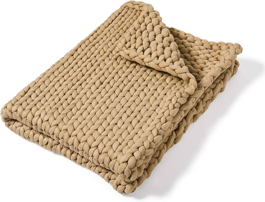 Donna Sharp Throw Blanket - Chunky Knit Taupe Contemporary Decorative Throw Blanket with Over-Siz... | Amazon (US)