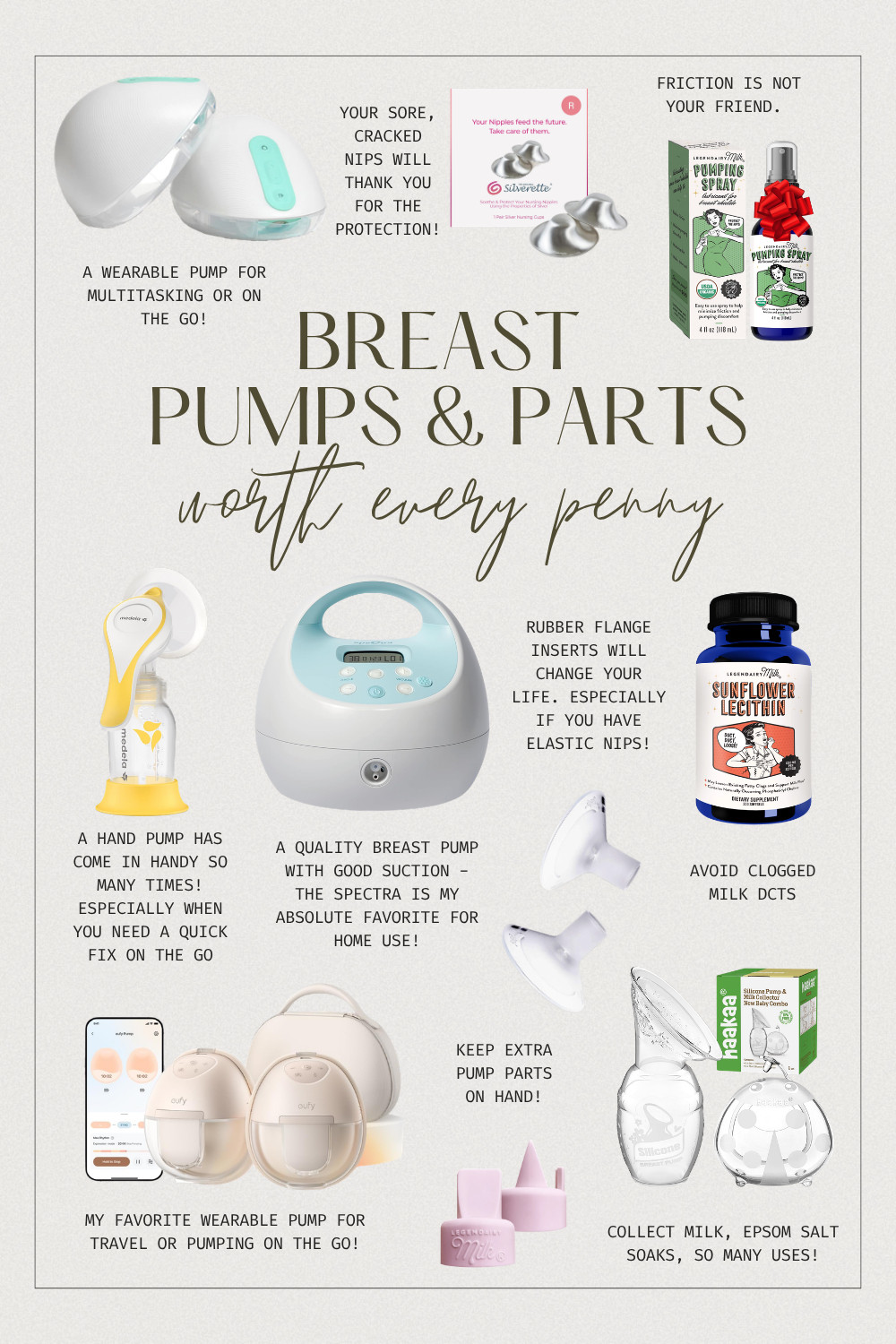 If you’re pumping (or planning to), this will save you SO much trial and error 🤍

These are the breast pump essentials that are actually worth it:
✔️ Wearable pump for on-the-go
✔️ Reliable primary pump for home use
✔️ Hand pump for quick relief
✔️ Nipple healing + pumping spray (game changers)
✔️ Flange inserts for better fit
✔️ Milk collectors + extra parts (trust me on this)

Pumping is hard enough — having the right setup makes all the difference.

Save this for your postpartum prep list 🤍

#breastpumping #pumpingmom #postpartumessentials #breastfeedingmom #newmomtips #firsttimemom #momlife #babyessentials  

 #LTKmomlife #LTKBaby #LTKBump