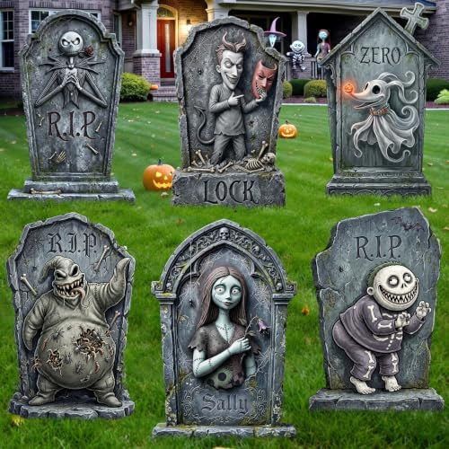 17 Inch Tombstones Halloween Decor Yard signs (6 Pack) | Christmas Nightmare Gothic Graveyard Yar... | Amazon (US)